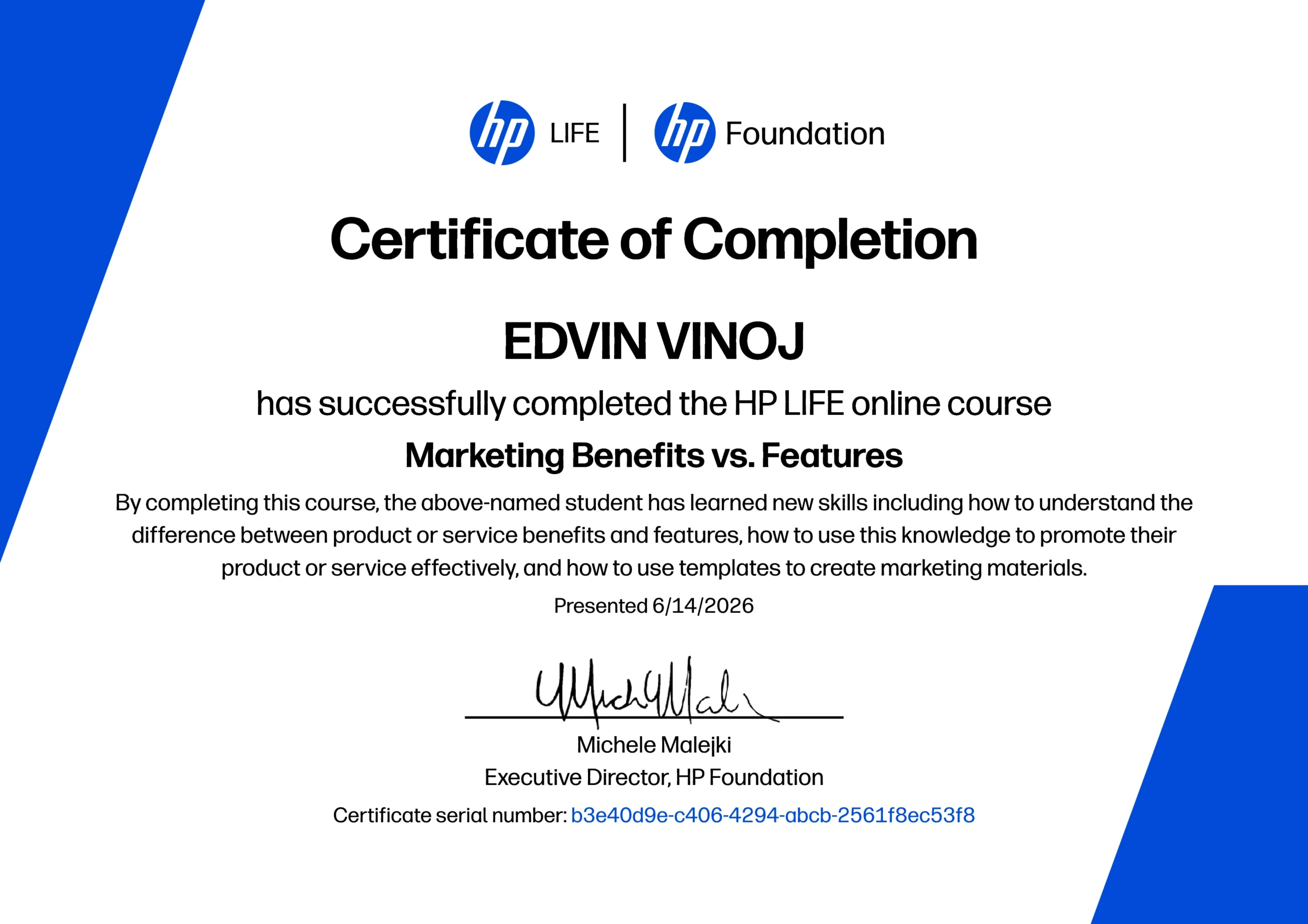 Digital Marketing Freelancer in UAE HP Life Certificate